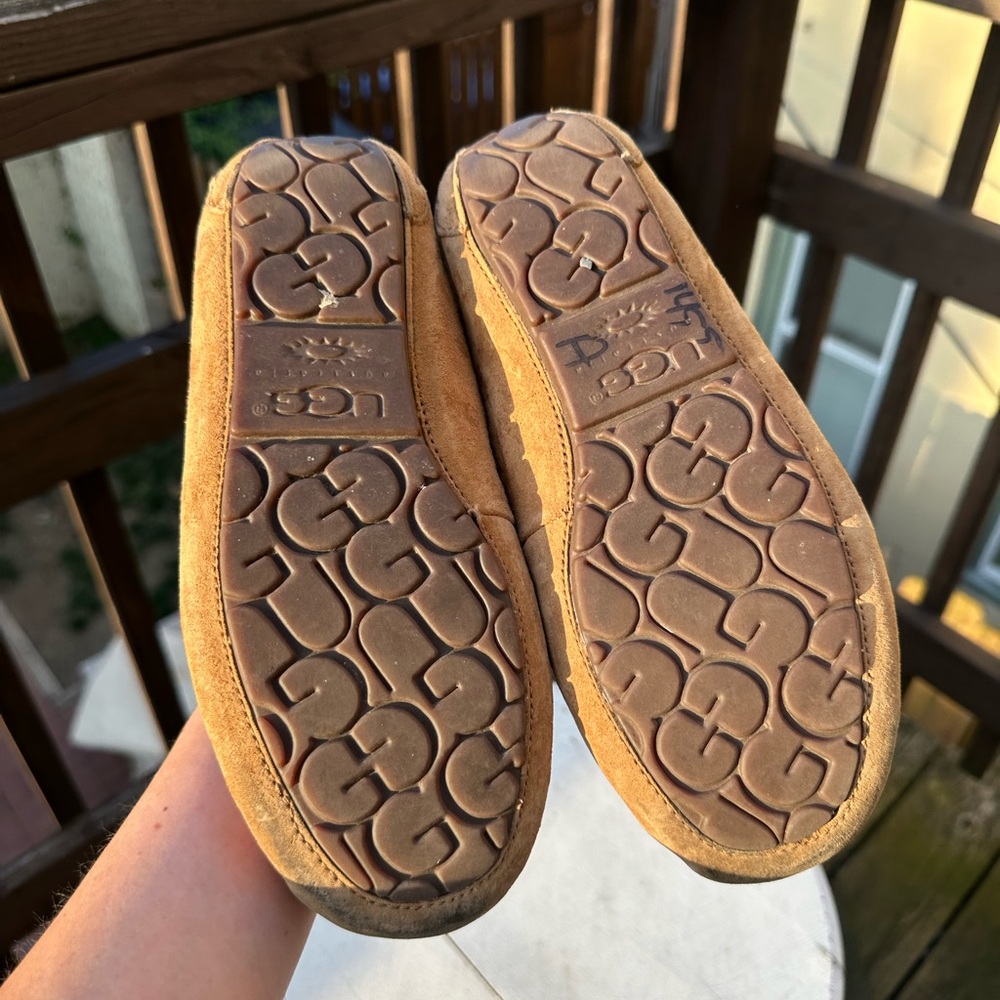 UGG Tan Suede Slippers with Plush Lining - Picture 8 of 9